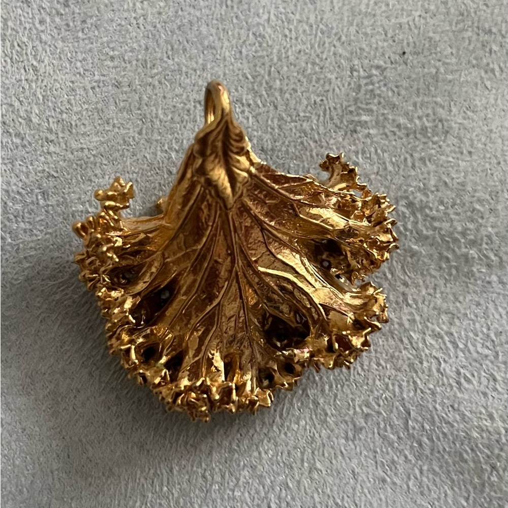 Vintage Gold Dipped Leaf Pendant - image 3
